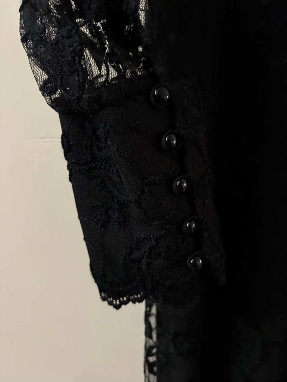 Vintage Mockneck Black Floral Lace Dress - Picture 3 of 9